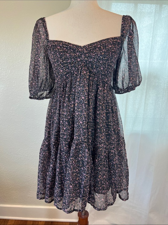 saltwater LUXE Dresses & Skirts - saltwater LUXE Carlie Black Mini Dress with Pink Floral Pattern. Size S. NWT